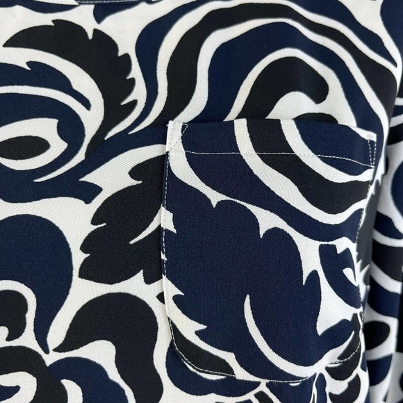 Ann Taylor Loft Dress size Small Black Blue Floral Boho Straight Knee Wedding - Picture 7 of 15